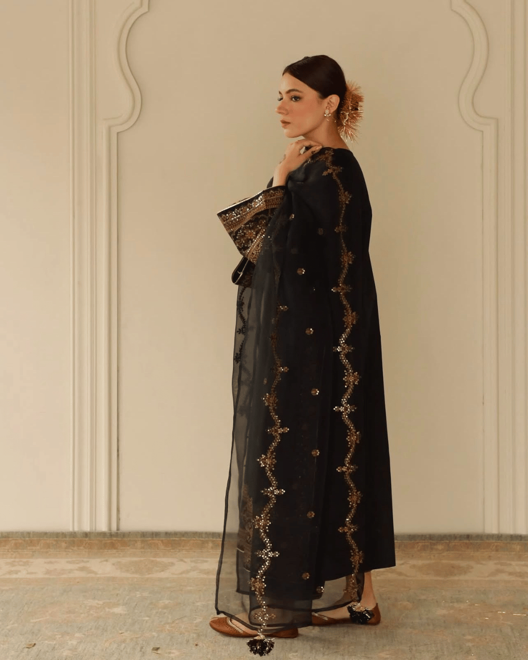 Royal Black Attire – 3-Piece Stitched Lawn Suit