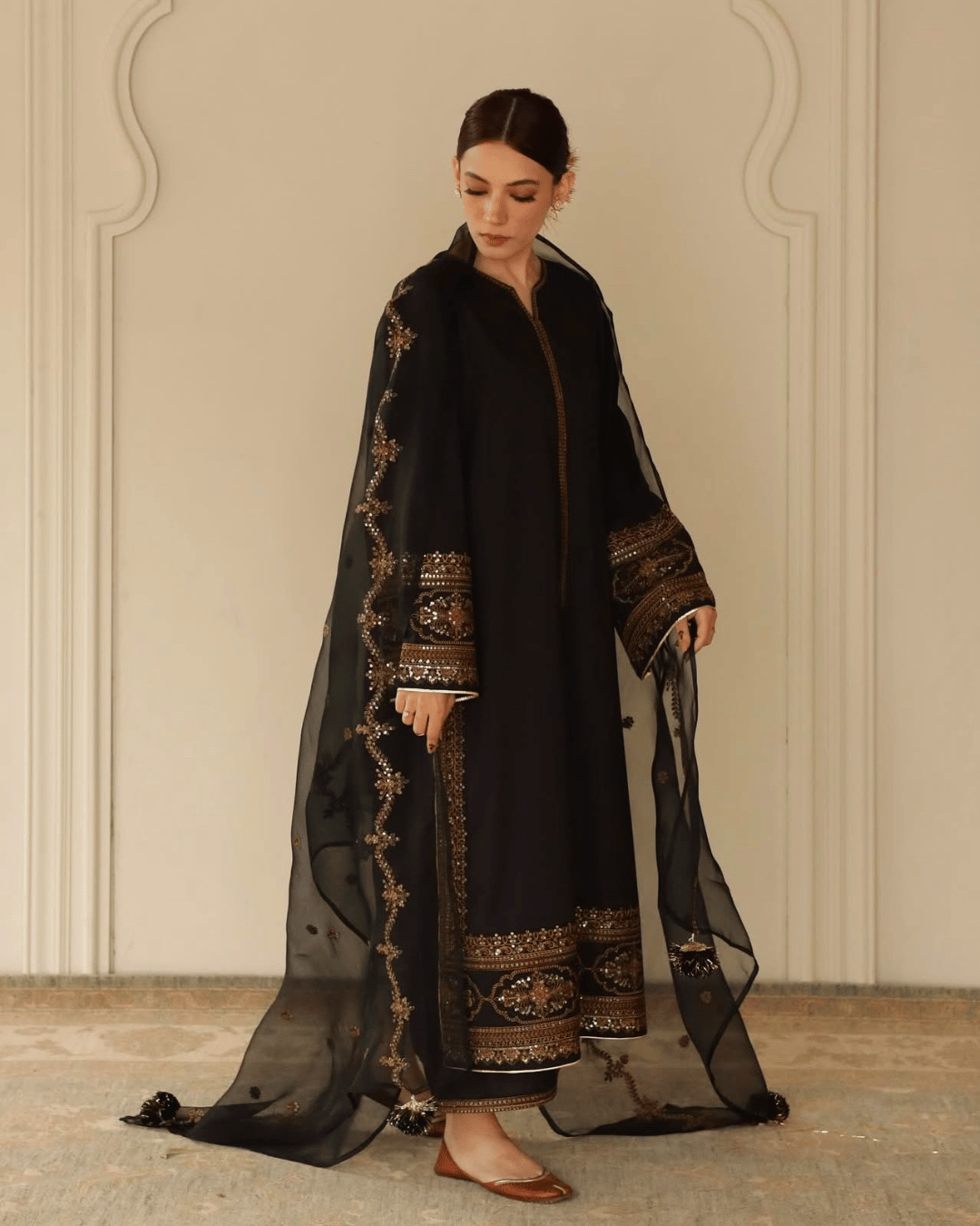Royal Black Attire – 3-Piece Stitched Lawn Suit
