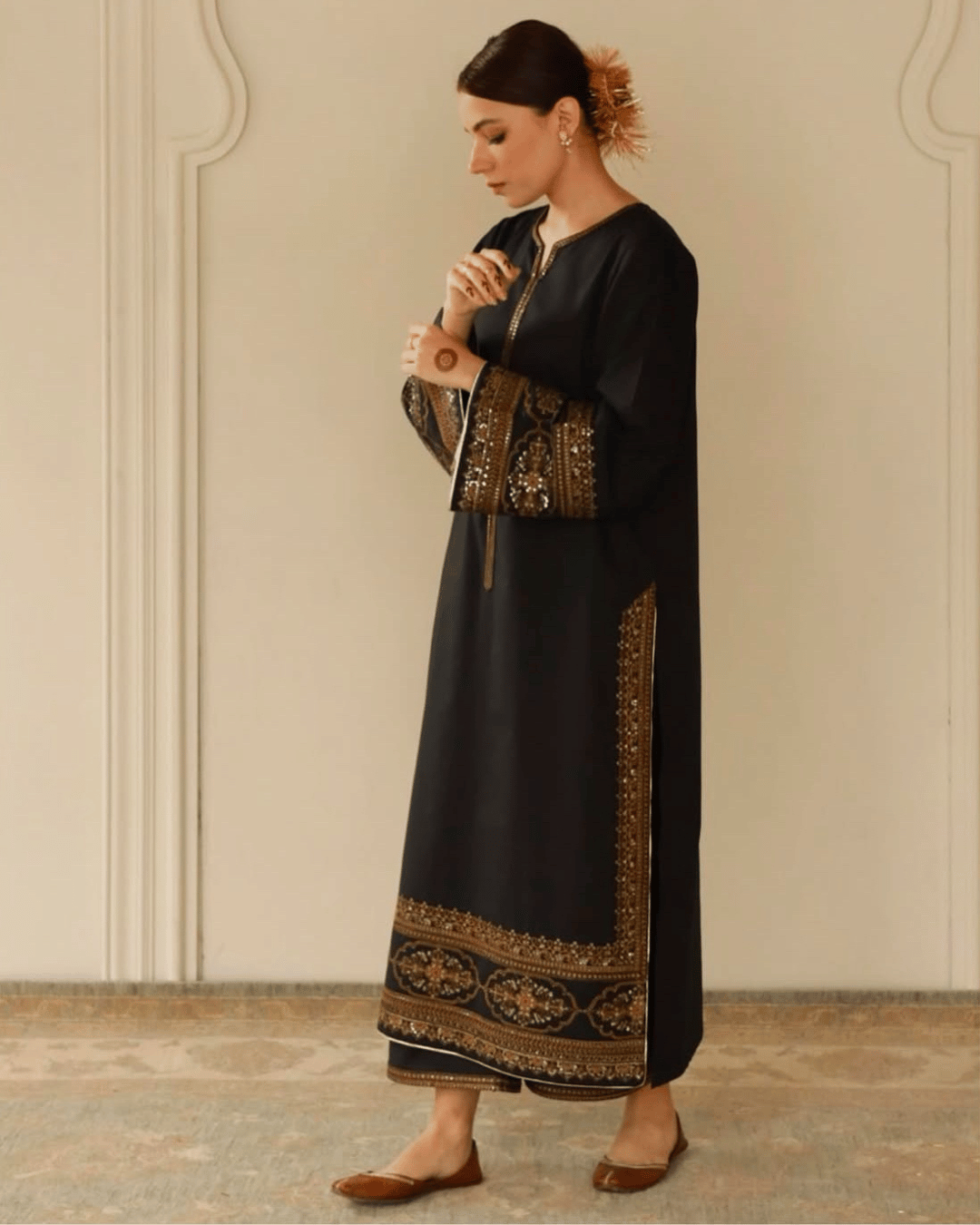 Royal Black Attire – 3-Piece Stitched Lawn Suit