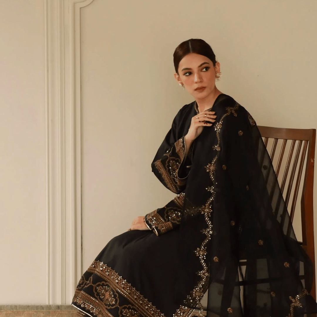 Royal Black Attire – 3-Piece Stitched Lawn Suit