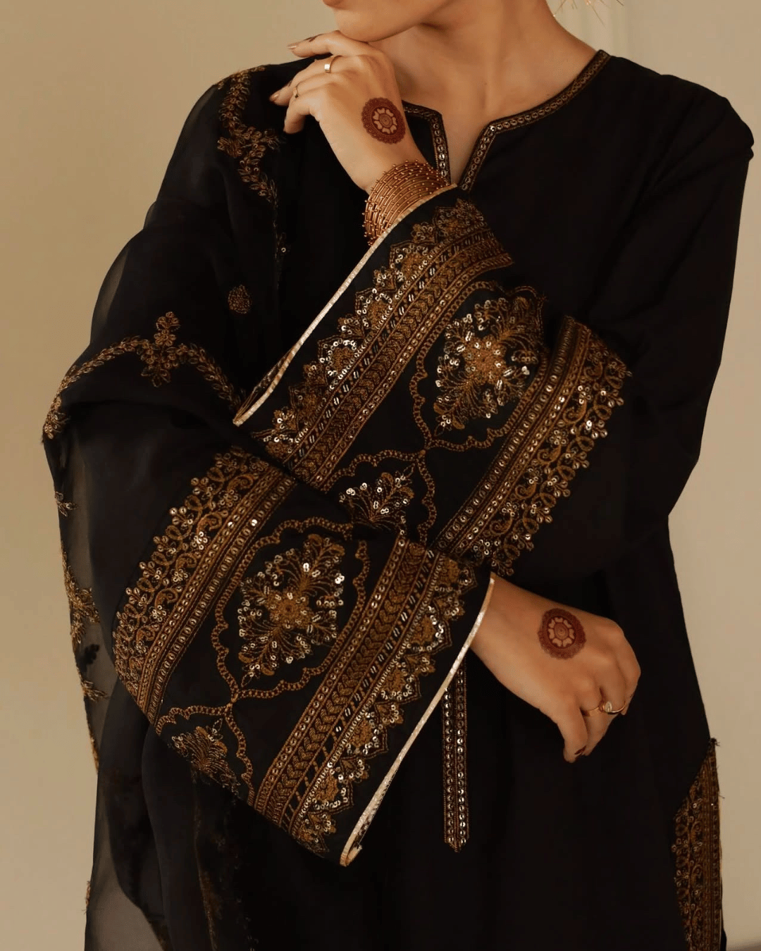 Royal Black Attire – 3-Piece Stitched Lawn Suit