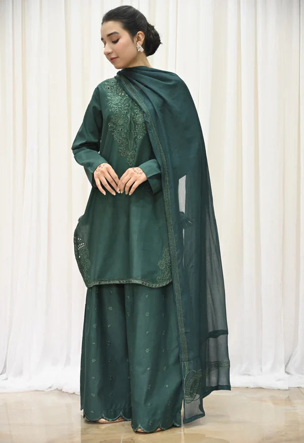 Emerald Green – 3-Piece Stitched Lawn Suit