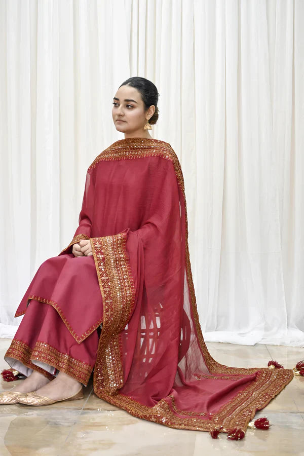Red Zari – 3-Piece Stitched Suit
