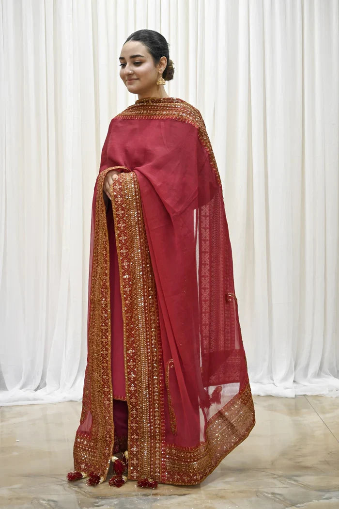 Red Zari – 3-Piece Stitched Suit