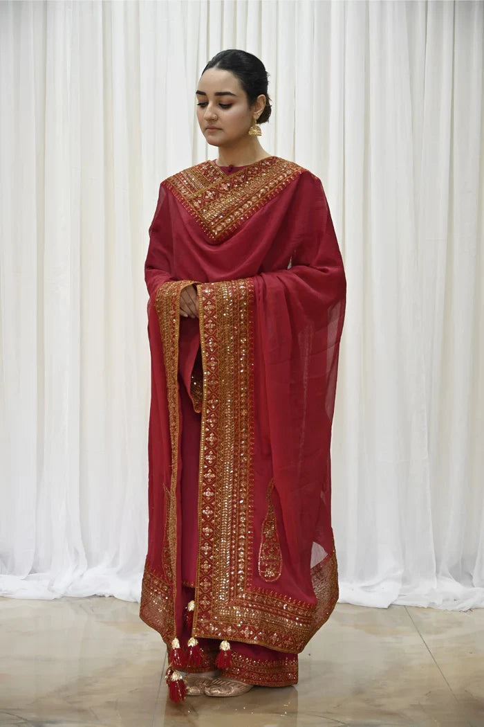 Red Zari – 3-Piece Stitched Suit